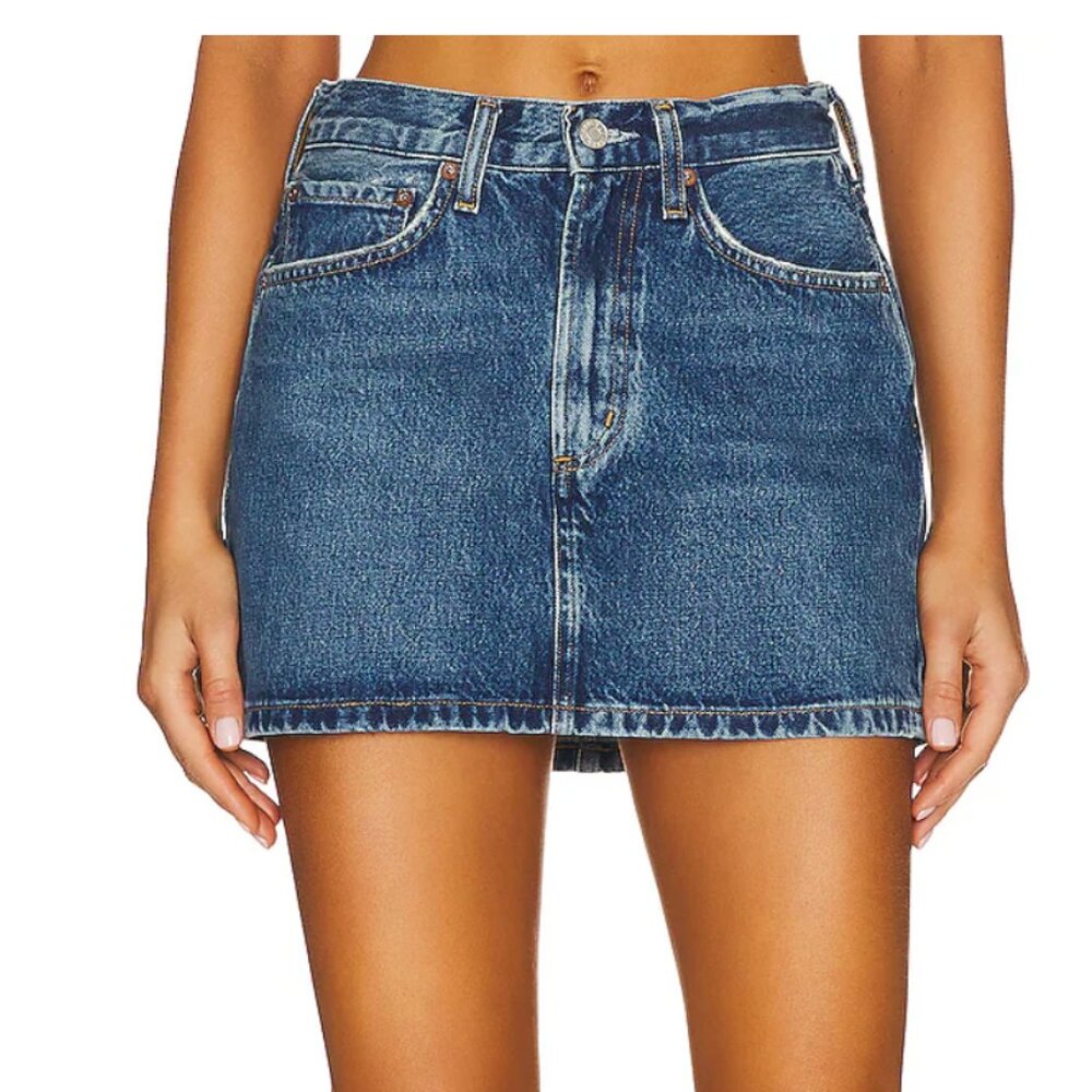 Agolde Blue Denim Mini Skirt
